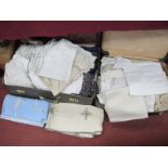 A Quantity of Mats, linens, needlework, etc, in two cases.