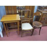 A Mahogany Fold Over Card Table, Edwardian inlaid mahogany single chair, Bentwood chair. (3).