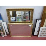 A Rectangular Bevelled Wall Mirror, in gilt frame 61 x 86cm, another smaller.
