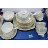 Minton 'Imperial Jade' Teaware, comprising six teacups, saucers and tea plates, bread and butter