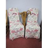 A Pair of Modern Bedroom / Salon Chairs, with full length floral removable covers. (2)