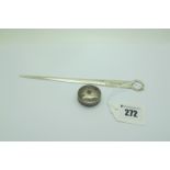 A Hallmarked Silver Meat Skewer Design Letter Opener, 20.2cm long; together with a hallmarked silver