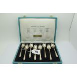 A Set of Eight 'British Hall Marks' Hallmarked Silver Coffee Spoons, Roberts & Belk, 1977, in