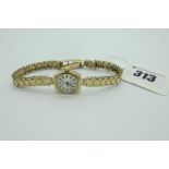 Everite Ladies Wristwatch, on a geometric link bracelet, with 9ct gold clasp.