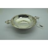 A Hallmarked Silver Twin Handled Dish, FsLd, London 1907, of plain circular form with textured