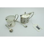 A Decorative Hallmarked Silver Lidded Mustard, of oval form with pierced decoration, complete with
