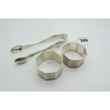 A Pair of Hallmarked Silver Napkin Rings, engraved "H Birch" and "M Birch"; together with a pair
