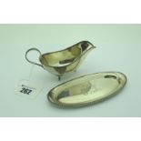 Whiting Manufacturing Co (New York); A Dainty Sauce Boat on Stand, each with beaded edge, the oval