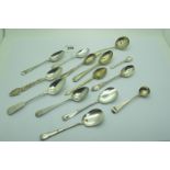 A Small Collection of Hallmarked Silver and Other Teaspoons, including Glasgow 1872, John