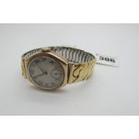 Rolco; A Vintage 9ct Gold Cased Gent's Wristwatch, the (feint) signed dial with Arabic numerals