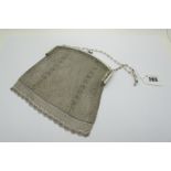 A Decorative Vintage EPNS Mesh Link Ladies Evening Bag, the plain frame with cabochon inset clasp (