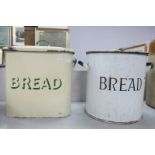 Two Vintage Enamel Bread Bins. (2)