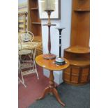 A XIX Century Stained Mahogany Pedestal Table, with two smokers stands, (3).