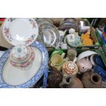 Teapots, terracotta ewer's, collectors plates, many other ceramics:- Two Boxes.
