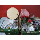 White Kitchenware, plates, chopping board, lamp, etc:- Two Boxes