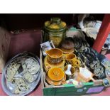 Hornsea 'Heirloom', Rumtopf jar, brassware, etc:- One Box, oval plated tray, hand mirror, etc.