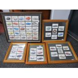 A Framed Collection of Golden Era Classic Motor Cars Collectors Cards, including Rover, Rolls Royce,