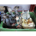 Resin Figure Groups of Ladies, Merlin, Pegasus, Lion & Wolf wall hangings (6).