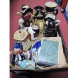 Wood, Kirkham, Shorter and Other Character Jugs, Royalty plates, postage stamps:- One Box.