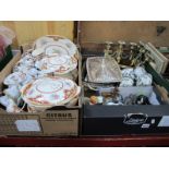 Empire 'York' Dinner Ware, Rosina and Crown tea ware, figurines, cutlery, candlesticks etc:- Two