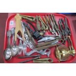 A Collection of Nut Crackers, plated cutlery, etc:- One Tray.
