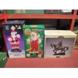 Leonardo Lady Godiva, Premier revolving dancing Santa and Rock a Long Santa, all boxed.