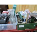 Salter Scale, carving set, tankards, fan, toaster, Fellowes shredder, etc (all untested sold for