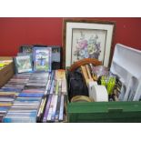 CDs, DVDs Records, clock, print, kitchen ware, etc.