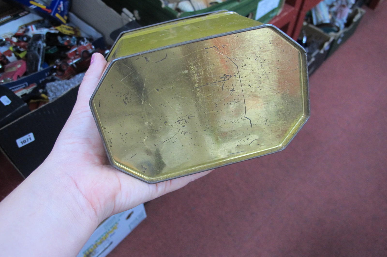 Coronation Biscuit Tin, H.R.H Prince of Wales, H.R.H Princess Mary, and other tins etc:- One Box. - Image 3 of 6