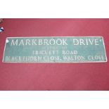 A Mid XX Century Sheffield Street Name Sign - Markbrook Drive Leading to Trickett Road, Blackthorn