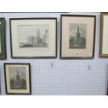 Three Hand Coloured Mid XIX Century Engravings of Sheffield, to include 'St Paul's Church', two of