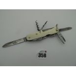 Herbert Robinson -Sheffield; A Multi-Tool Knife, with single blade and eight tools, lanyard ring,