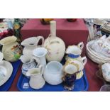 Doulton Cobalt Blue & Gilt Pedestal Vase, XIX Century jugs, two Kaiser vases:- One Tray.