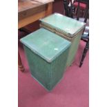 Two Vintage Green Laundry Baskets. (2)