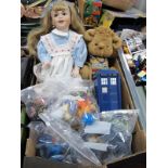 Wesco Thunderbirds Alarm Clock, pot headed doll, hessian doll DEB Canham toys, Woodland teddies,
