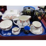 Crown Ducal 'Orange Tree' Tureen, jug-bowl, cup-saucer, Crown Ducal Oriental biscuit barrel,