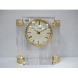 Paco Domimnguez Italian Mantle Clock, with a white dial, side columns, gilded brass capitals.