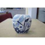 Anita Harris Blue and White 'Dragonfly' Lustre Purse Vase, gold signed, 12cm high.