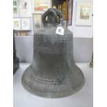 A XIX Century Church Bell, with open crown shaped top, '1856' between upper bands, approximately