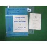 1953 Matebeleland v. Bishop Auckland Programme, dated August 9th, together with Umtali souvenir