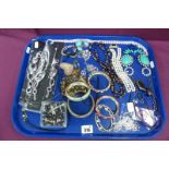 Modern Costume Jewellery, including diamanté belt, decorative bangles, necklaces, bracelets,