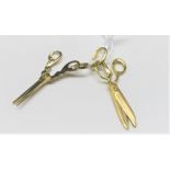 Charm Pendants - two pairs of articulated scissors, stamped "375".