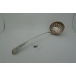 A Decorative Hallmarked Silver Old English Pattern Ladle, WS, London 1785, with shell bowl, crested,
