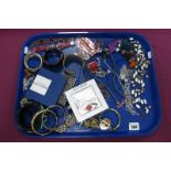 Assorted Modern Costume Jewellery, including bangles, earrings, necklaces :- One Tray