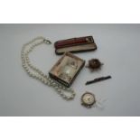 A Vintage 9ct Gold Cased Wristwatch Head, (no strap) the circular dial with Arabic numerals and