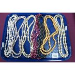 Modern Coloured Fresh Water Pearl Bead Necklaces :- One Tray
