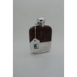 A Hallmarked Silver Mounted Glass Hip Flask, James Dixon & Son, Sheffield 1938, the part covered