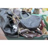 A Radley Black Leather Back Pack Bag, brown leather Radley handbag and three further Radley small