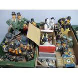 Laurel and Hardy Mainly Pottery Figure Groups, approximately nineteen:- Two Boxes.