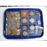 A Collection of GB and Foreign Coins, includes GB Pre 1947 Silver coins, Commemorative crowns